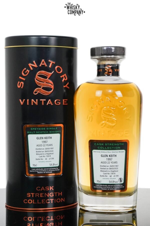 Glen Keith 1997 Aged 22 Years Cask Strength Speyside Single Malt Scotch Whisky – Signatory Vintage (700ml)